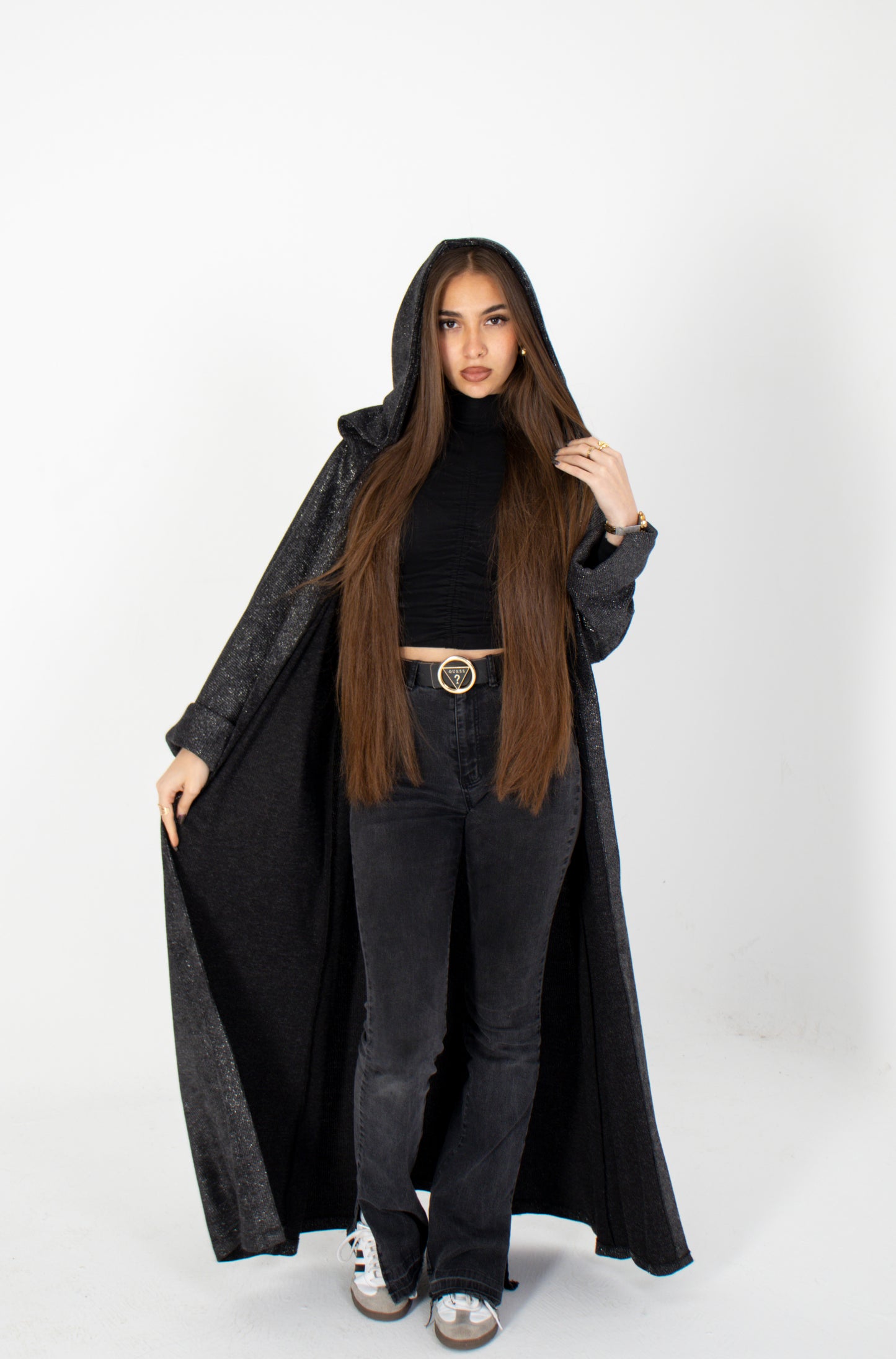 Cosmic Noir Hooded Kaftan