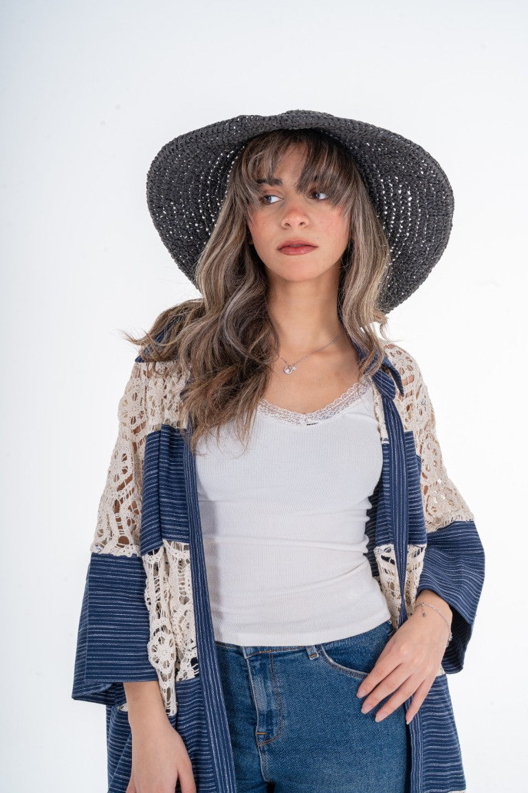 Azure Lace Stripe Kaftan