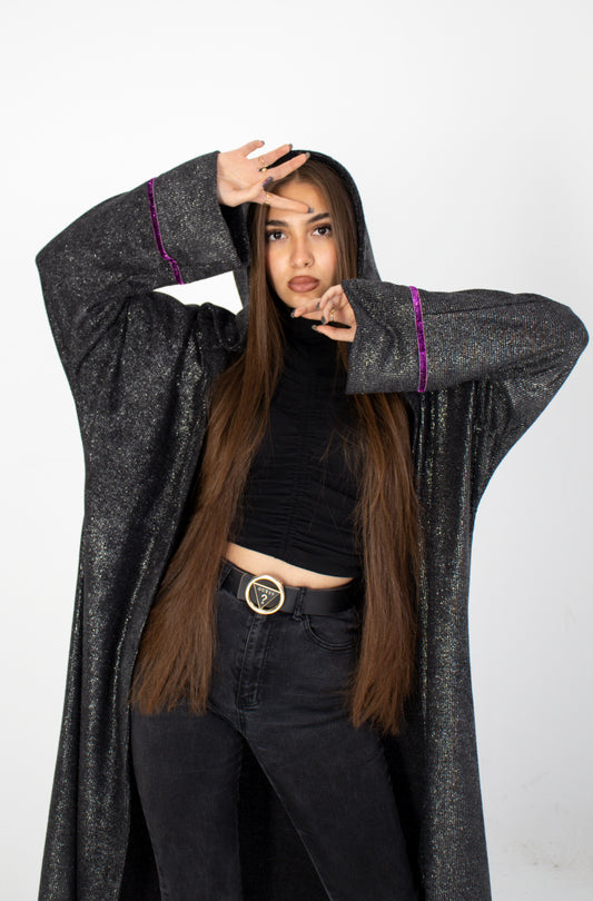 Cosmic Noir Hooded Kaftan